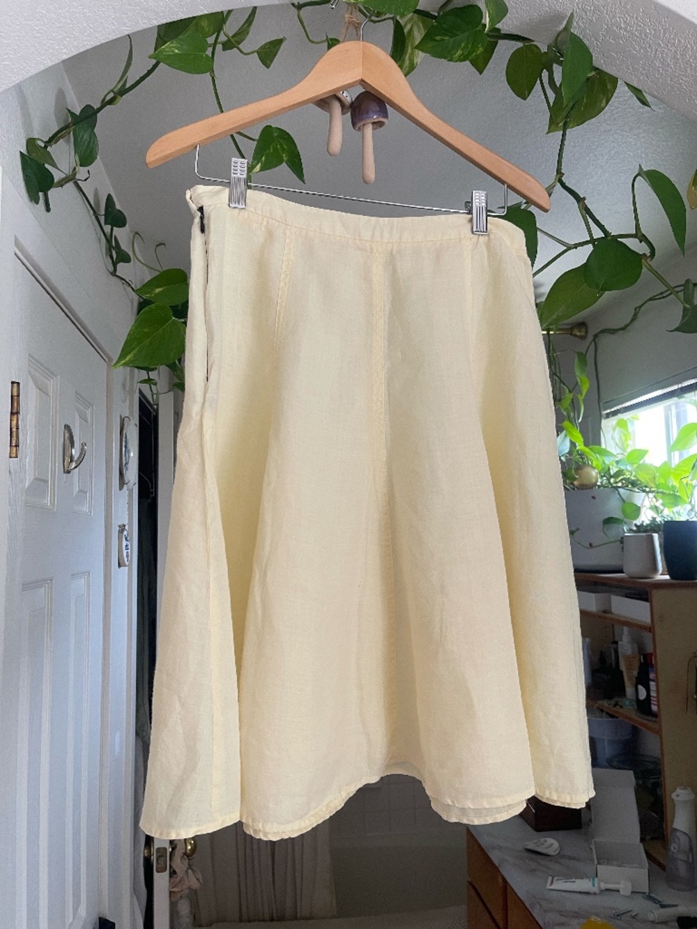 butter yellow Italian linen skirt